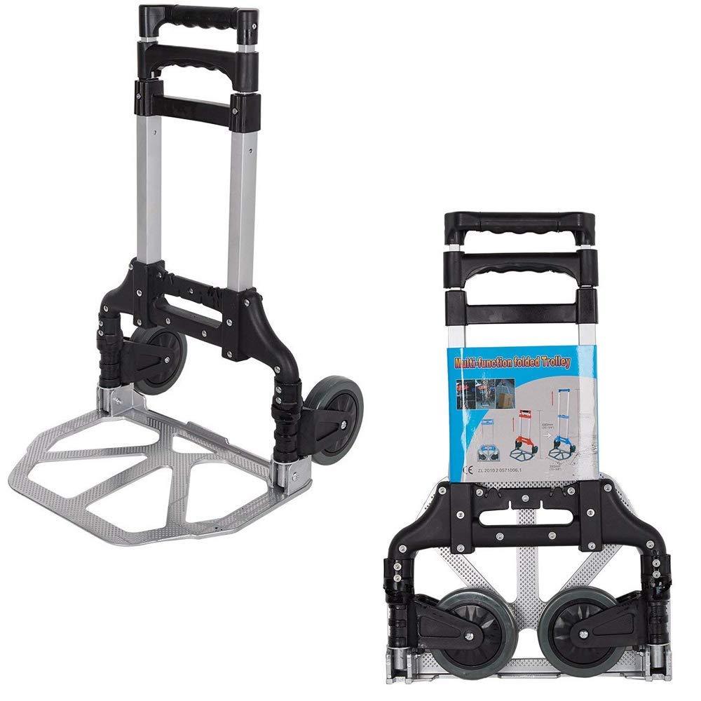 Bosonshop Folding Hand Truck Air Travel Baggage Cart Utility Carts Heavy Duty Dollies 150LB Black