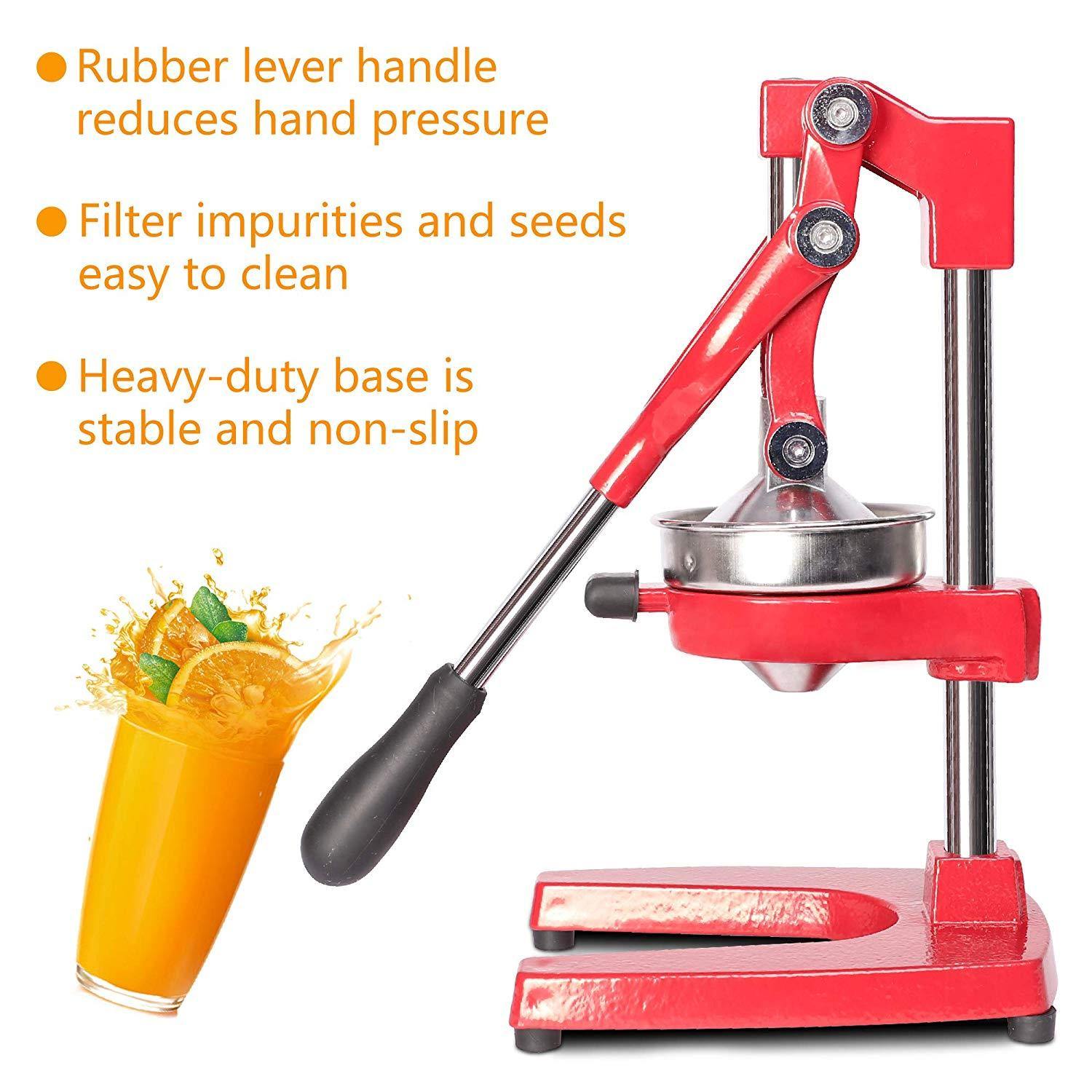 Citrus Pomegranate Juicer Labor-saving Manual Fruit Juicer Press Fruit Squeezer with Stable Non-slip Base, Red - Bosonshop