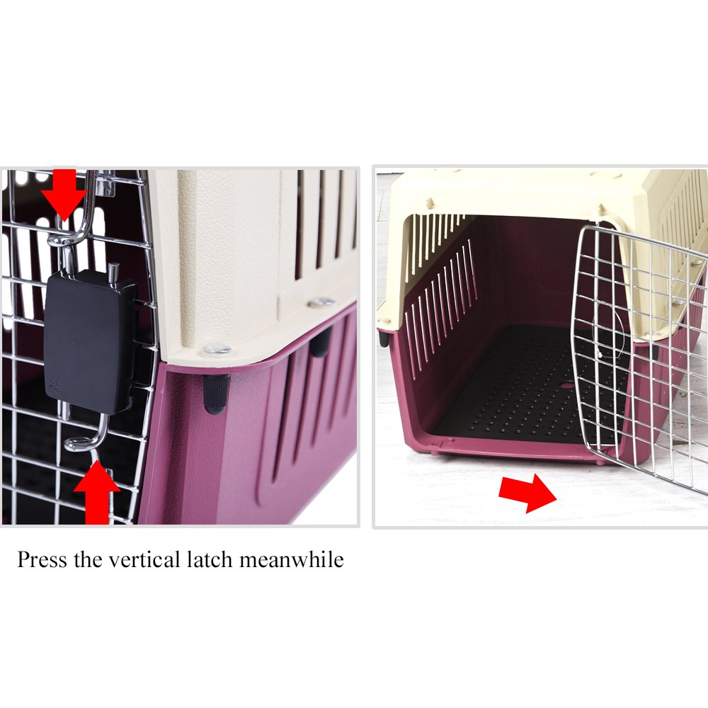 Bosonshop Portable Pet Airline Box,Outdoor Portable Cage Carrier Suitable for Dogs Cats Rabbits Hamsters, Small Red