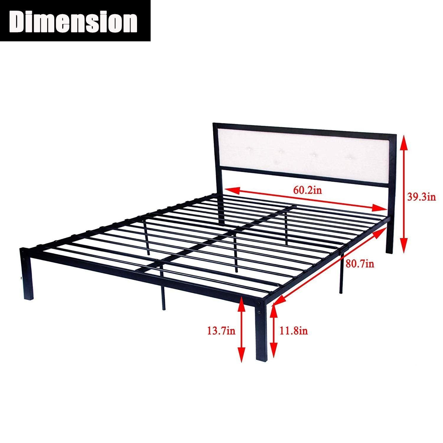 Bosonshop Mordern Queen Size Platform Bed with Frame, Black, 14inch