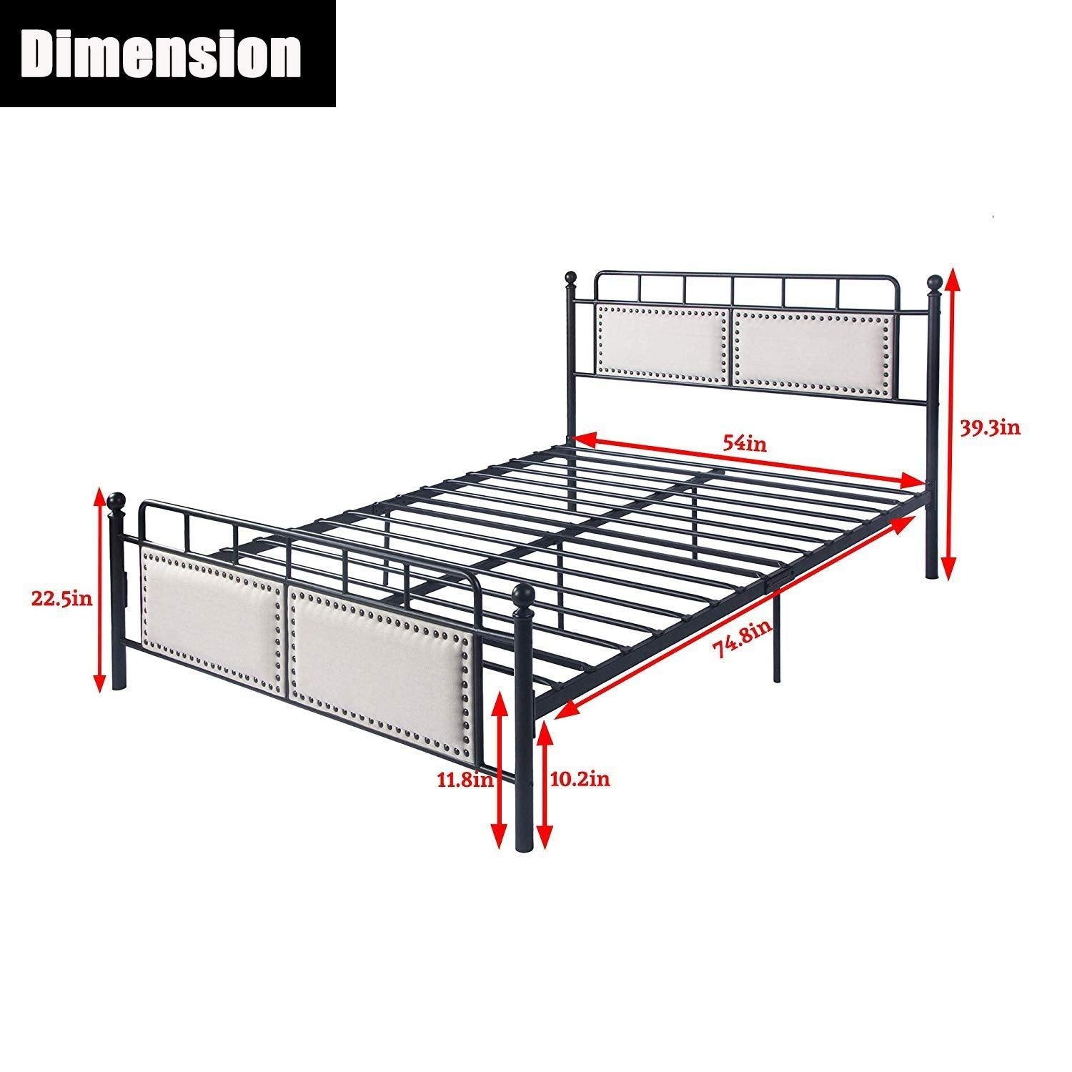 Bosonshop Mordern Full Size Platform Bed with Frame, Black, 12inch