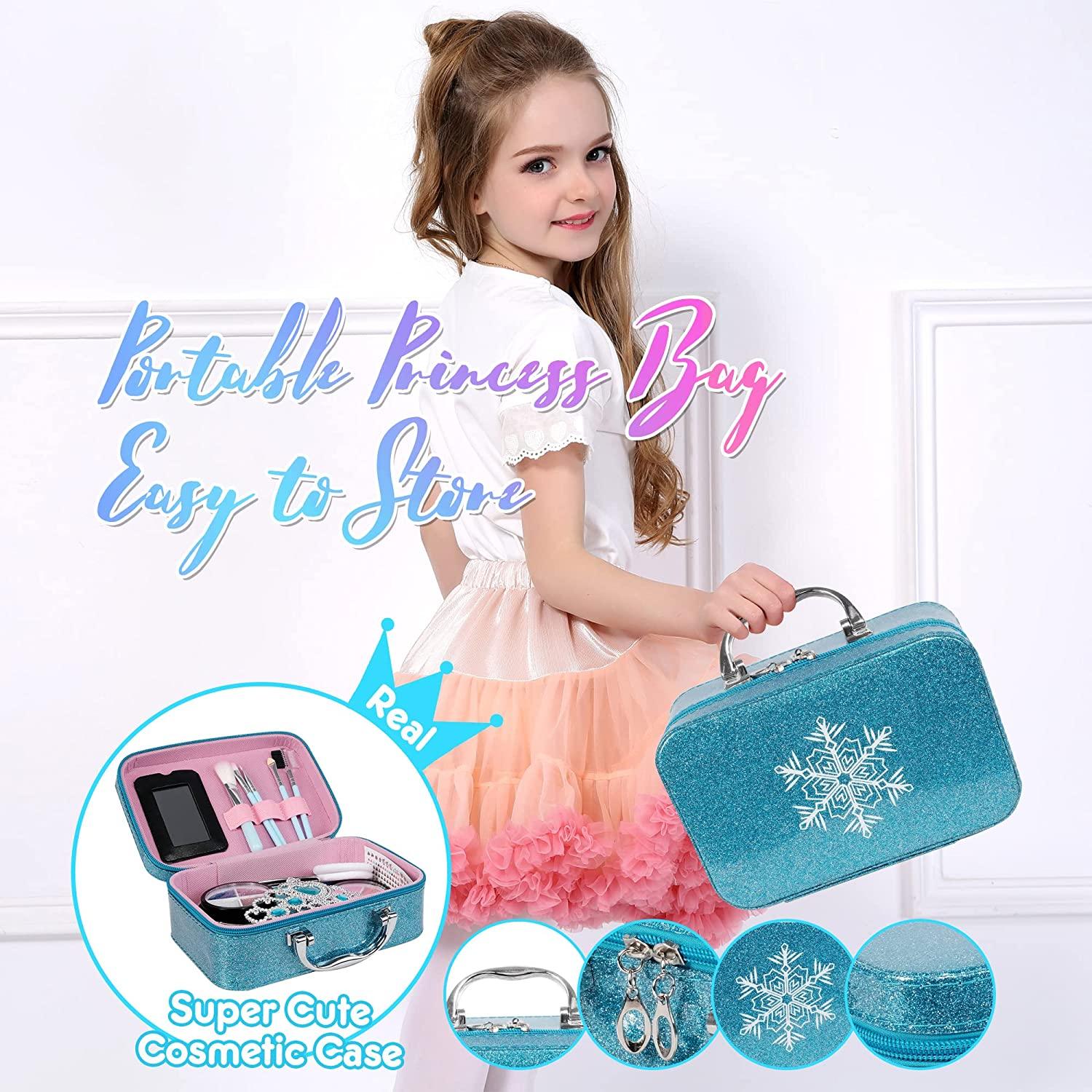 Kids Washable 21 Pcs Makeup Toy Set Girls Toys, 21 Pcs Makeup Toy Set, Christmas Birthday Gift, Blue - Bosonshop