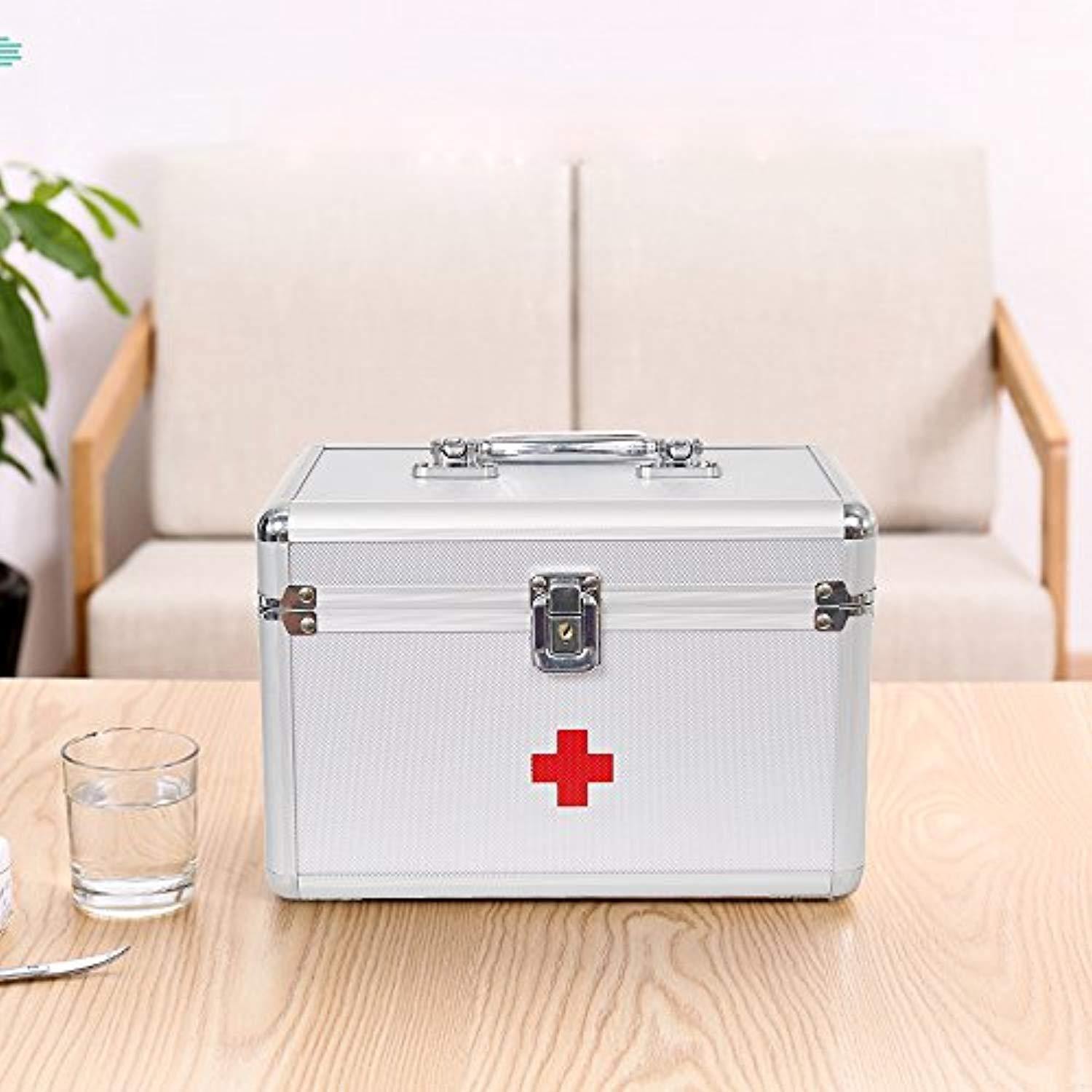 Bosonshop Lockable Medicine Storage Box,First Aid Box with Compartments