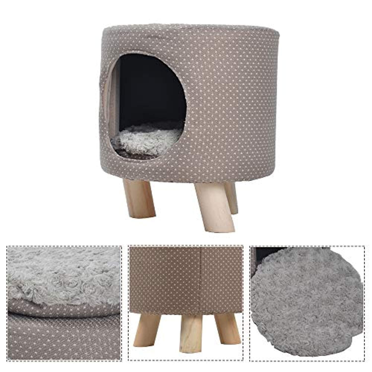 Bosonshop Pet Cat Dog House Kitten Puppy Nest Bed Kennel with Soft Comfort Cushion, Easy to Assemble