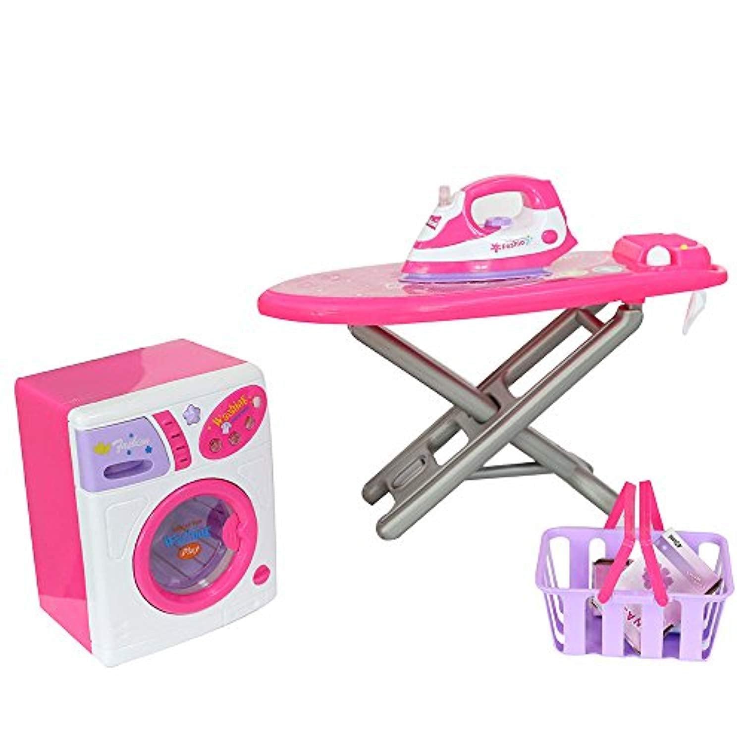 Bosonshop Housekeeping Playset Electric Iron& Washing Machine for Kids