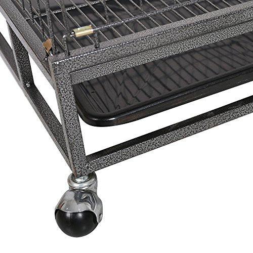 Bosonshop Cat Dog Crate Folding Large Metal Cage, Removeable Leak-Proof Tray, Climbing Ladders, 4 Wheels