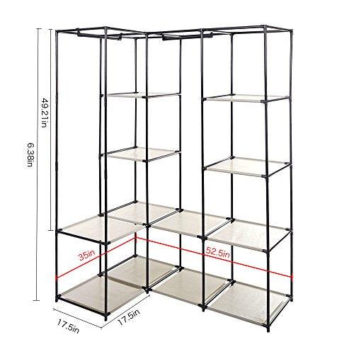 Bosonshop Portable Corner Clothes Closet with Metal Shelves,66.5" H (red)