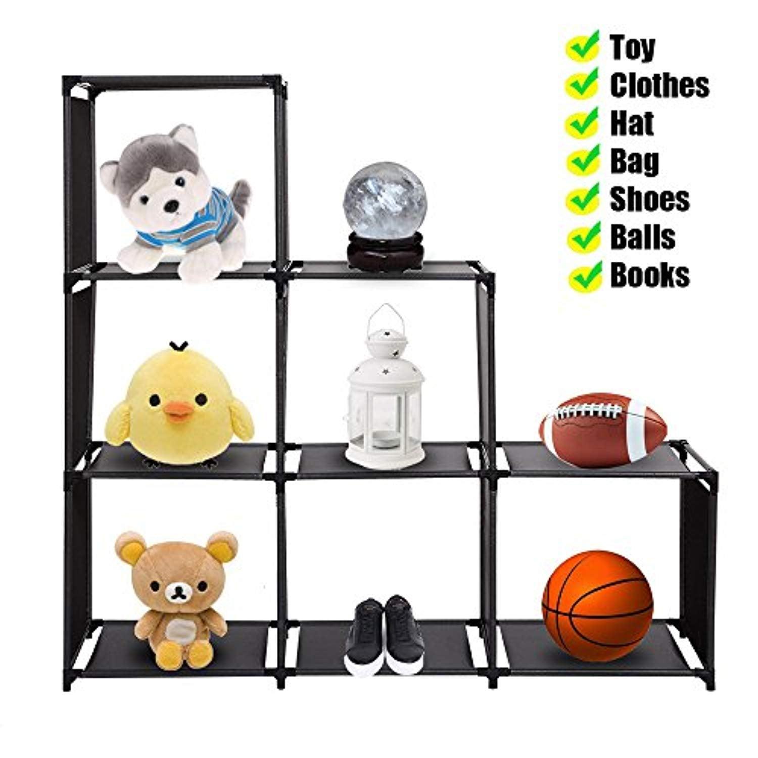 Bosonshop 3-Tier, 6-Cube Storage Cube Closet Organizer Shelf for Bedroom Living Room Office（Black）