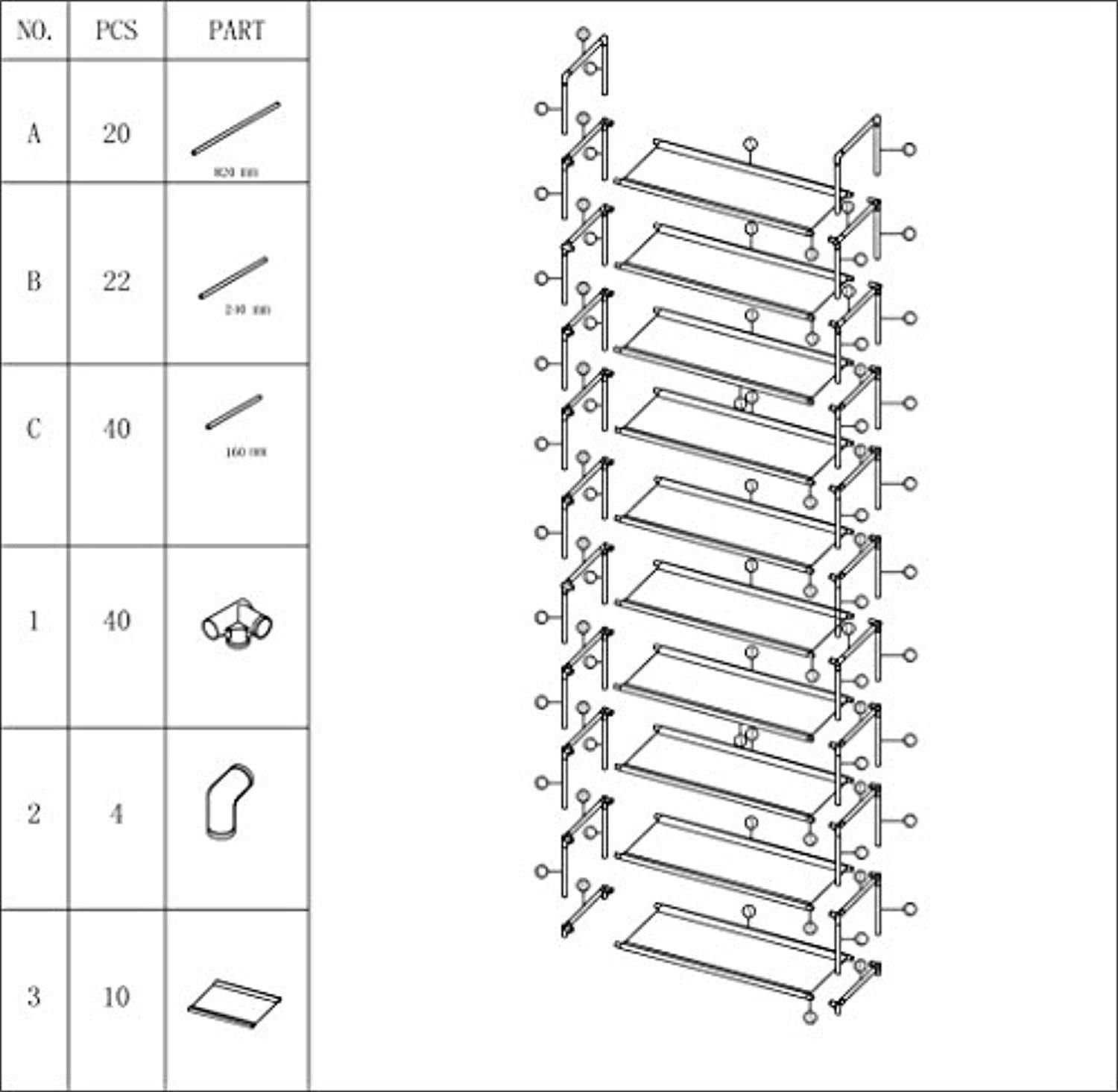 Bosonshop 10 Tiers Shoe Rack Free Standing Non Woven Fabric Shoe Tower Organizer Cabinet for Entryway