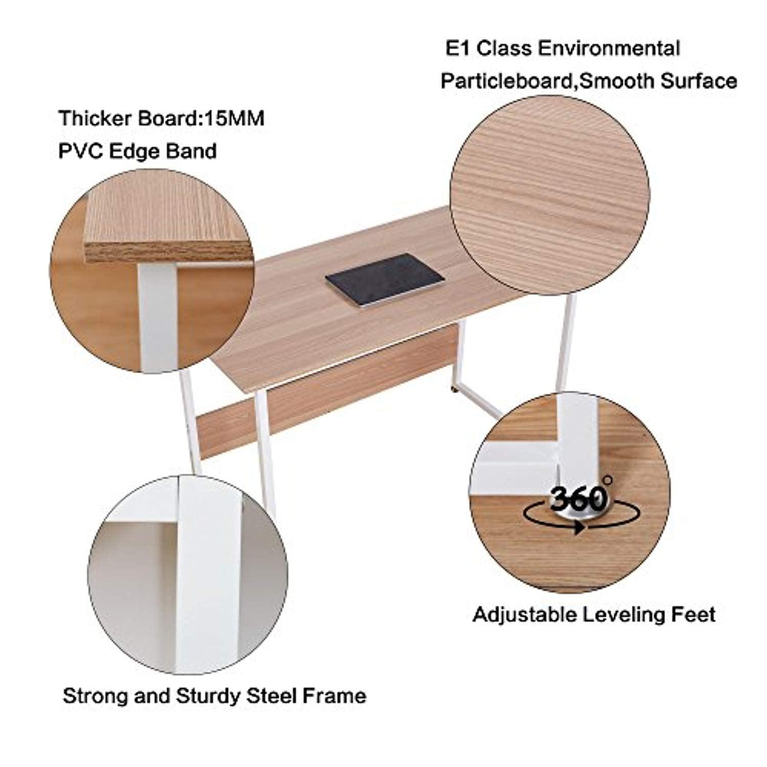 Bosonshop 47" Computer Writing Desk with Monitor Mount Stand for Home Ofiice,Oak&White