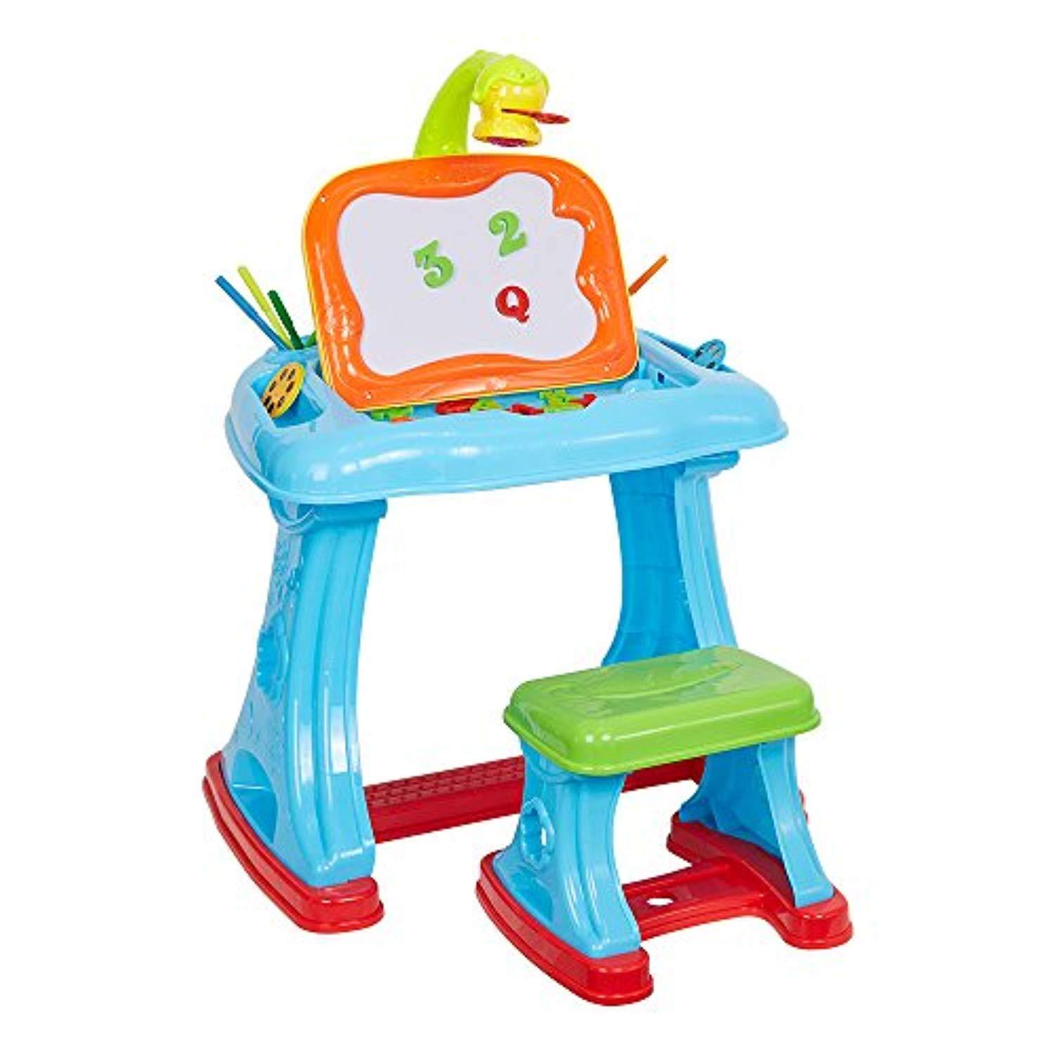 Bosonshop Projector Colorful Learning Desk 4 in 1 Lamp, Projection Painting and Spelling Sketch