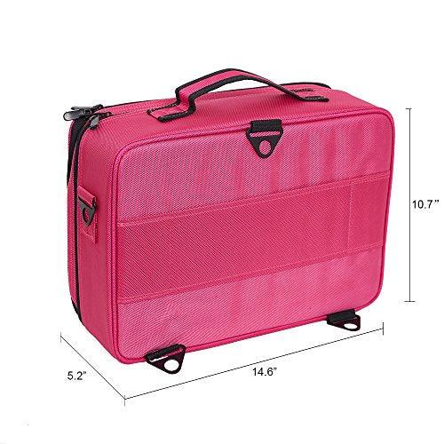 Bosonshop Middle Size Backpack Cosmetic Organizer Bag Portable Mini Makeup Train Case Black Pink