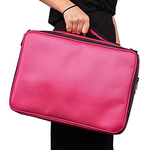 Bosonshop Middle Size Backpack Cosmetic Organizer Bag Portable Mini Makeup Train Case Black Pink