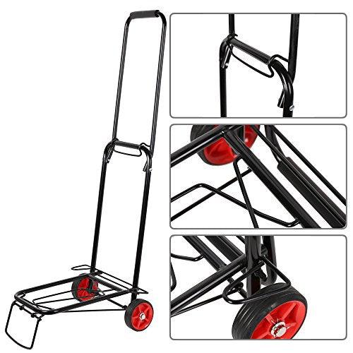 Bosonshop Aluminum Folding Hand Truck Multi-Use Cart for Luggage, with Wheels, 55lbs（Black）