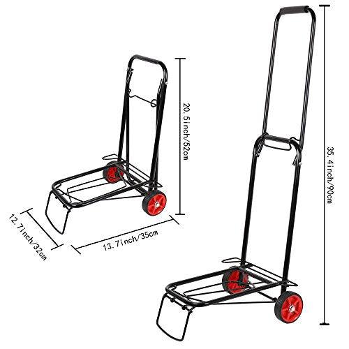 Bosonshop Aluminum Folding Hand Truck Multi-Use Cart for Luggage, with Wheels, 55lbs（Black）