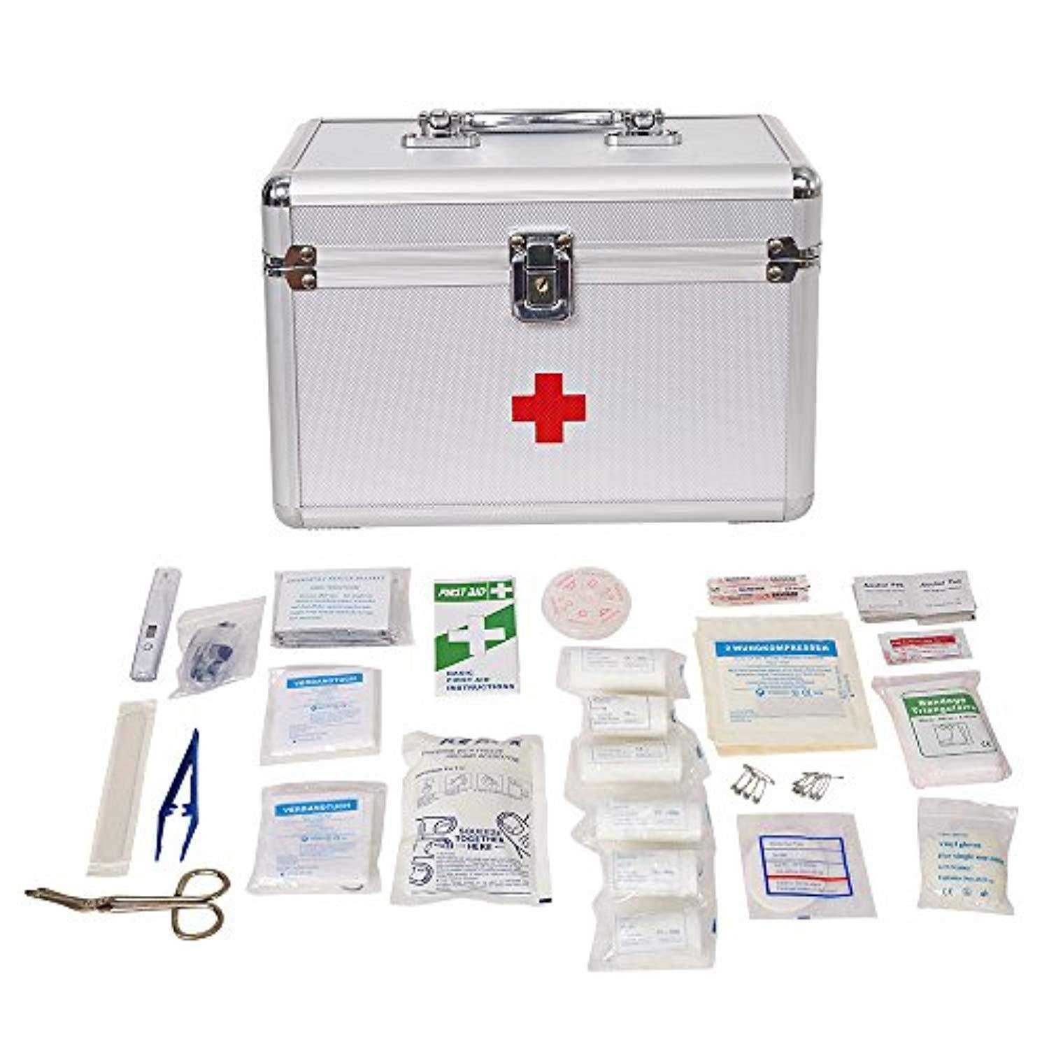 Bosonshop Lockable Medicine Storage Box,First Aid Box with Compartments