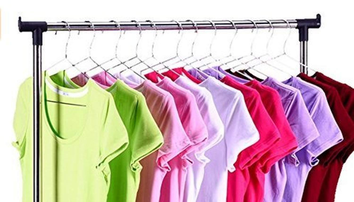 Bosonshop Clothes Racks for Hanging Clothes Drying Clothes Inside with Tiers Storage Shelves