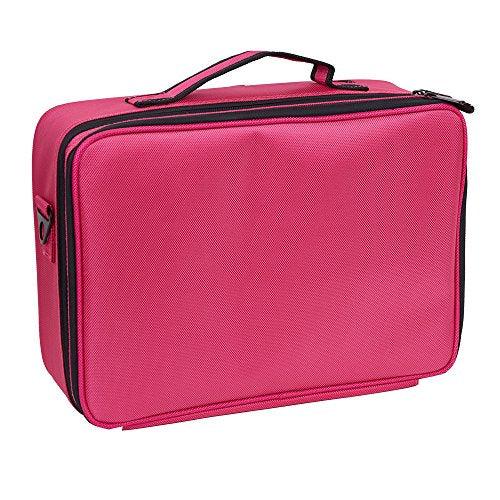 Bosonshop Middle Size Backpack Cosmetic Organizer Bag Portable Mini Makeup Train Case Black Pink