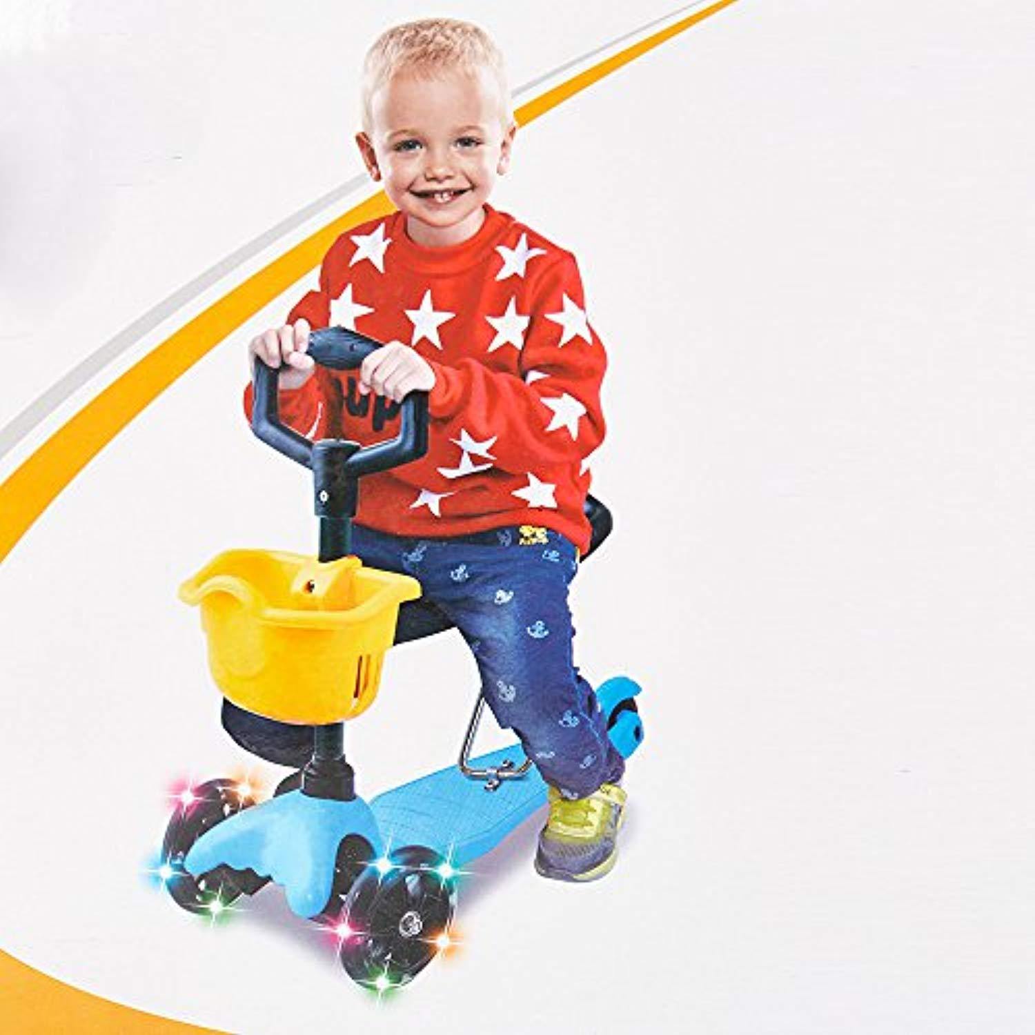 Bosonshop Kids Scooter with Removable Seat, 3 Wheel Kick Scooter with PU Flashing Wheels for Children Girls and Boys from 2 to 8 Years Old