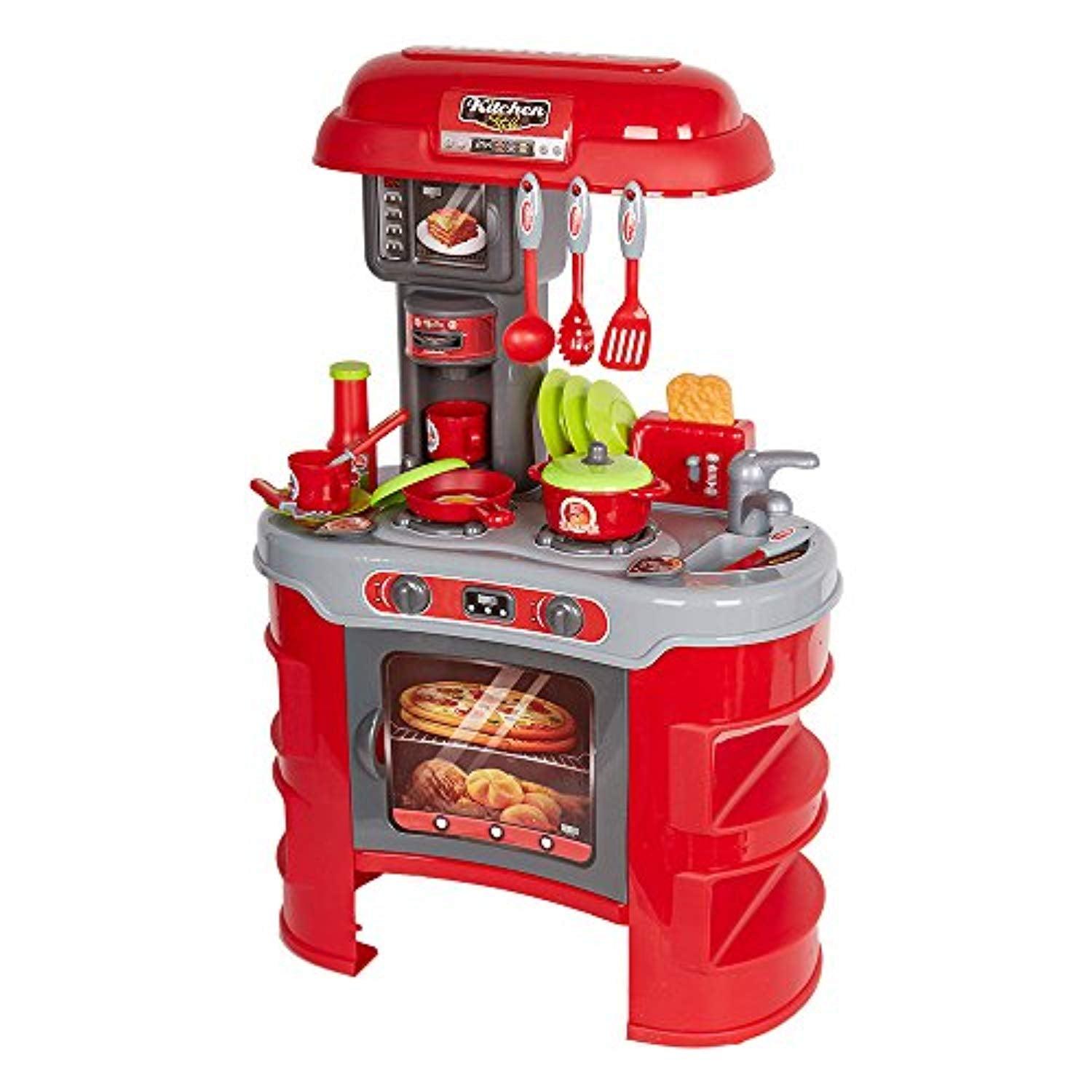 Bosonshop Kids Pretend Role Play Cook 's Store Kitchenware Super Chef Playset Toy, Red