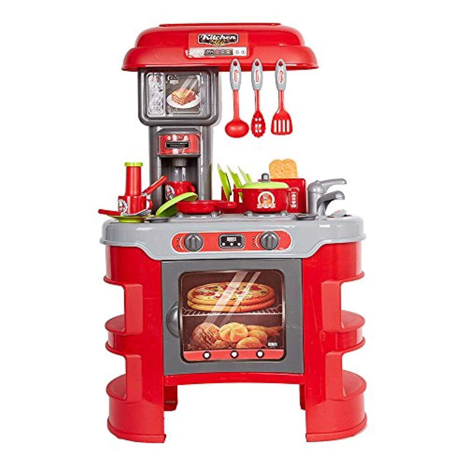 Bosonshop Kids Pretend Role Play Cook 's Store Kitchenware Super Chef Playset Toy, Red