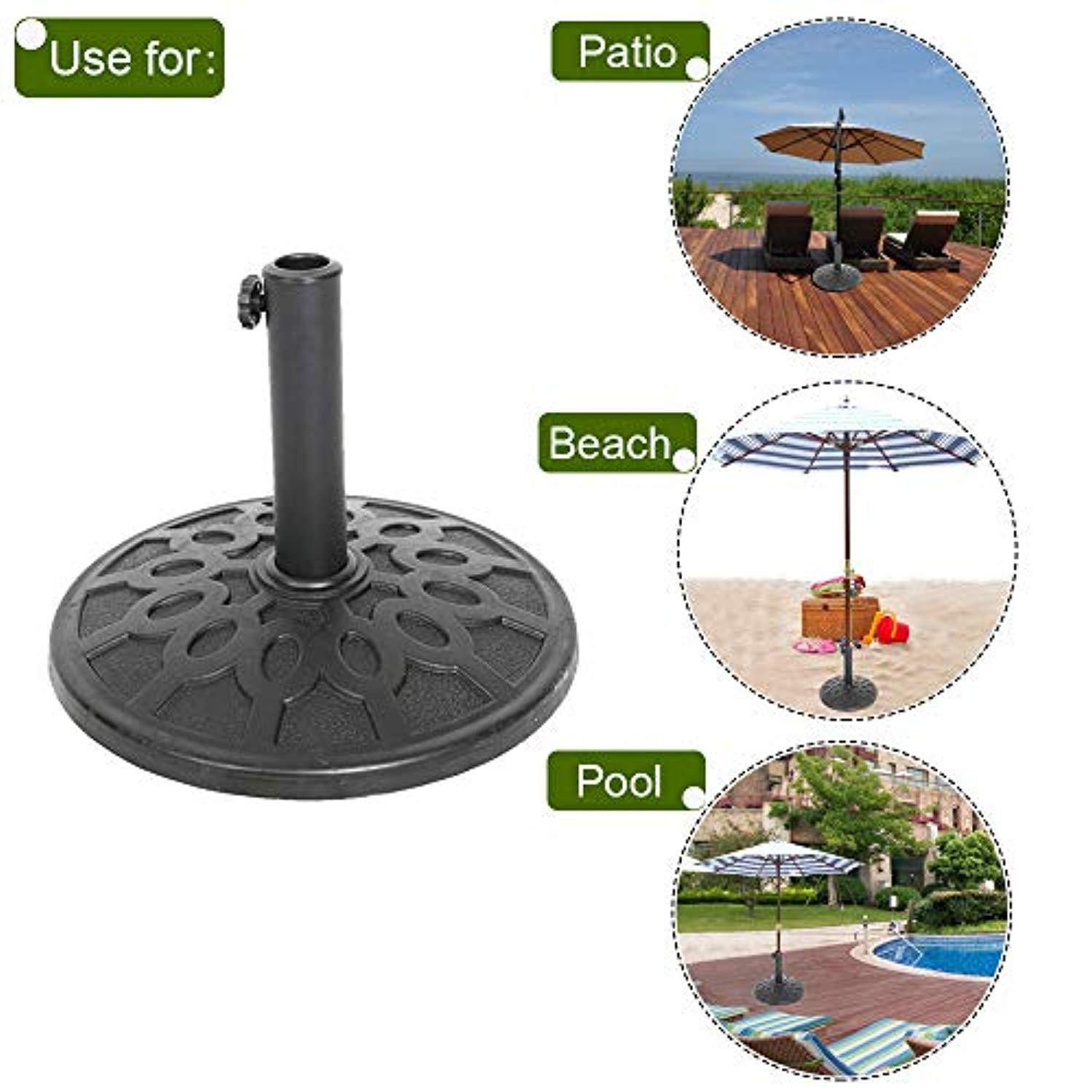 Bosonshop 17-Inch Round Heavy Duty Outdoor Patio Umbrella Base Stand,  Rust Proof Composite Materials, Black