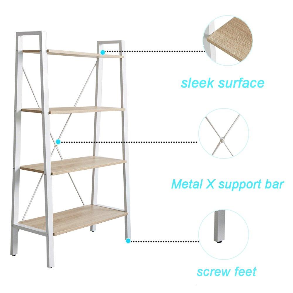 Bosonshop Free Standing Open Bookcase Storage Shelf Units Display Stand, Oak and White