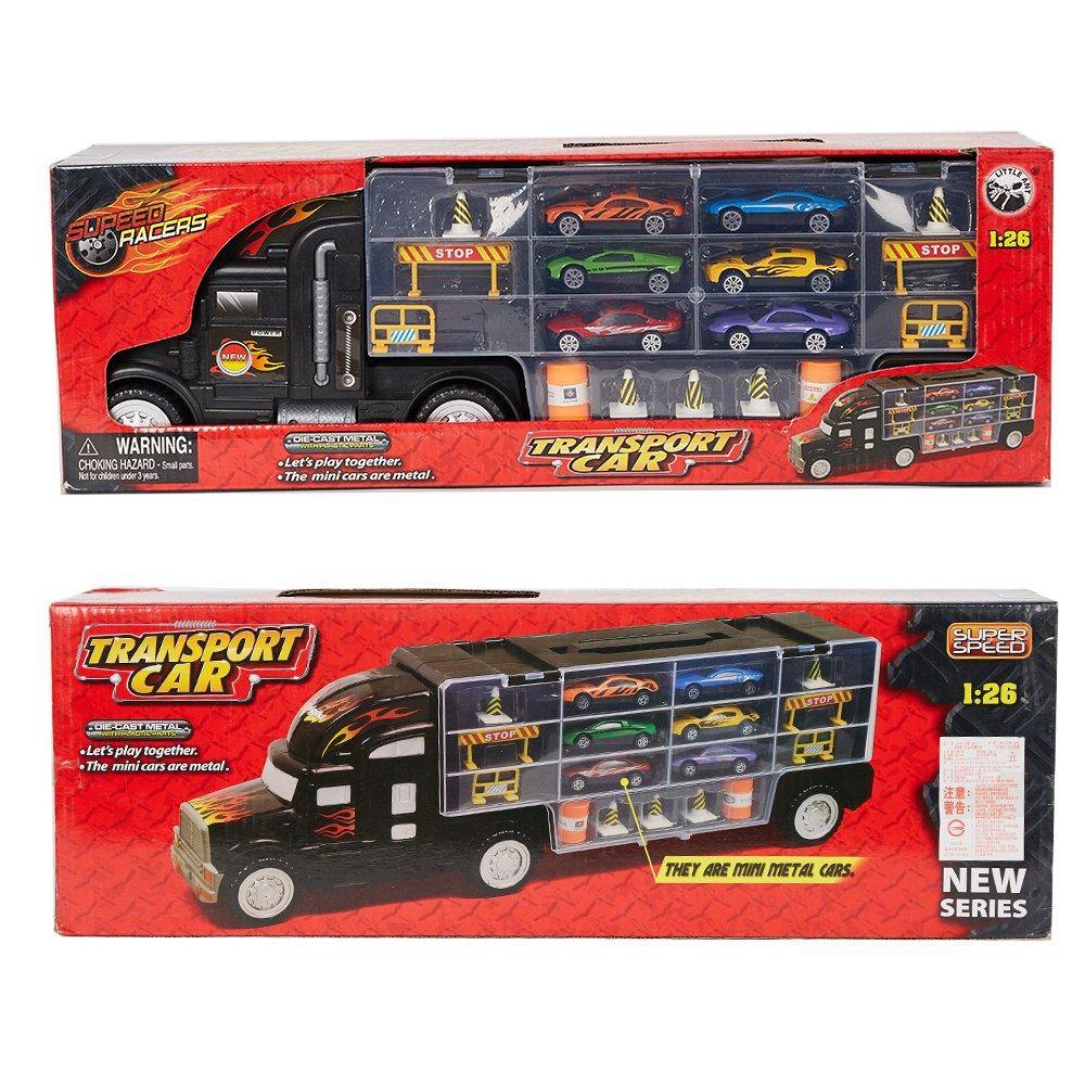 Bosonshop Transporter Carrier Truck Loaded with Metal Toy Cars