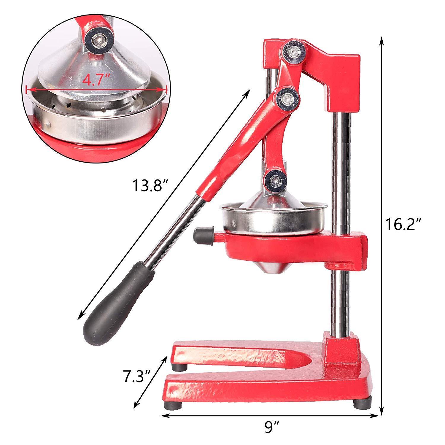 Citrus Pomegranate Juicer Labor-saving Manual Fruit Juicer Press Fruit Squeezer with Stable Non-slip Base, Red - Bosonshop