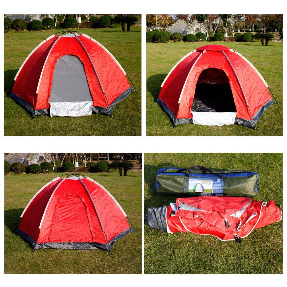 Bosonshop 2-3 Person Tent with Carry Bag Waterproof Moisture-proof, Red