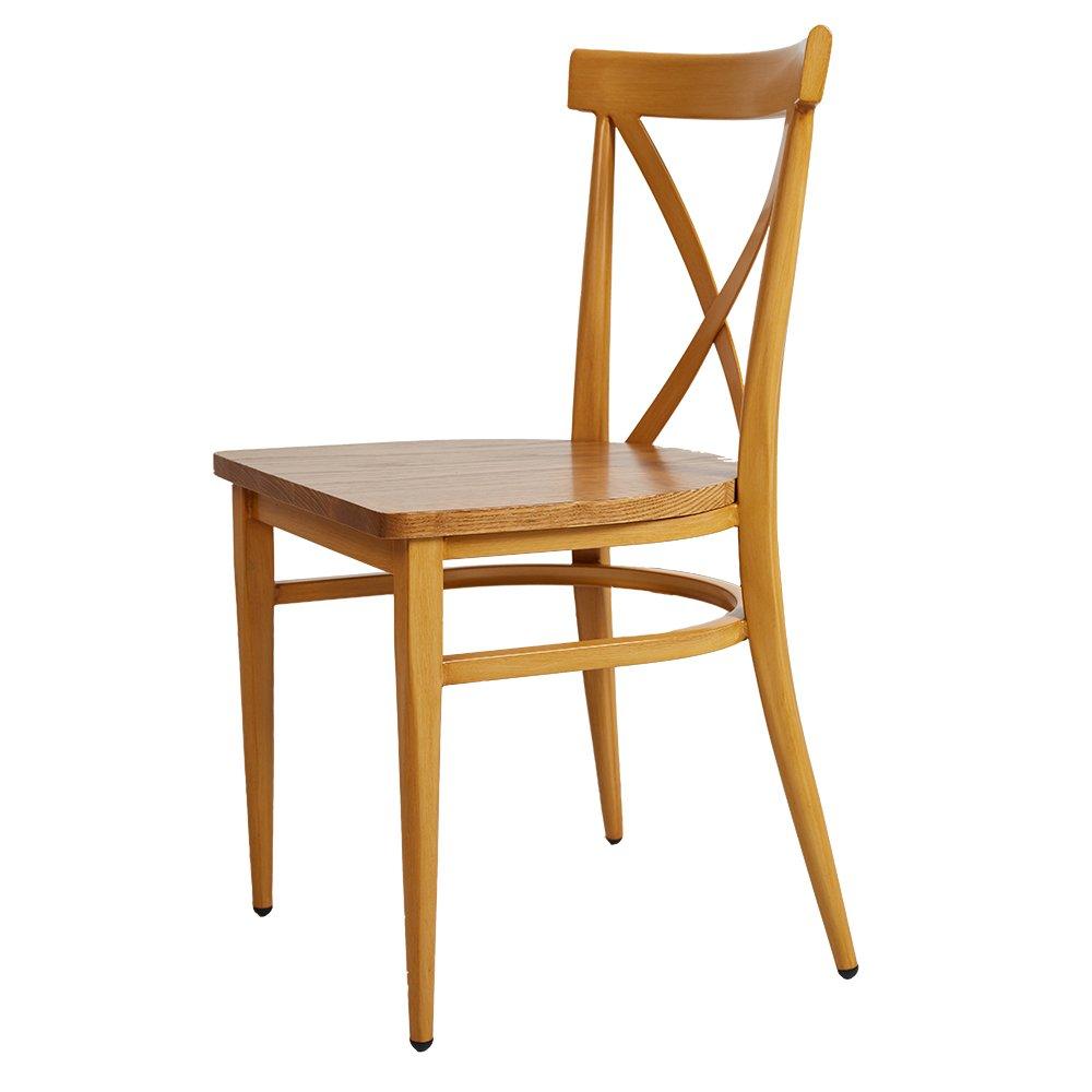 Bosonshop Stackable Side Chairs with Solid Wood Seat&Sturdy Metal Legs, Yellow