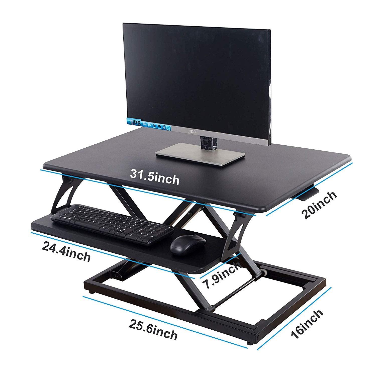 Bosonshop Standing Desk Height Adjustable Desk Riser Ergonomic 1-Click Tabletop Workstation for Work