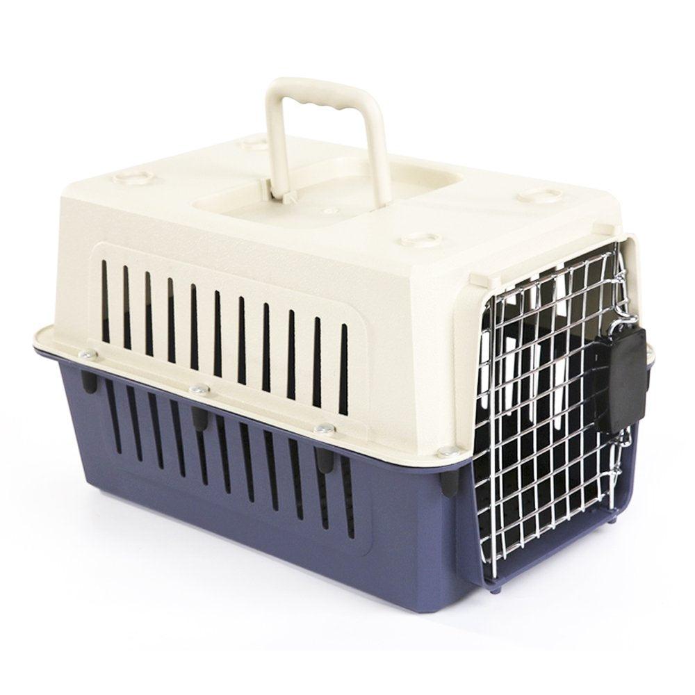 Bosonshop Plastic Cat & Dog Carrier Cage with Chrome Door Portable Pet Box Airline Approved