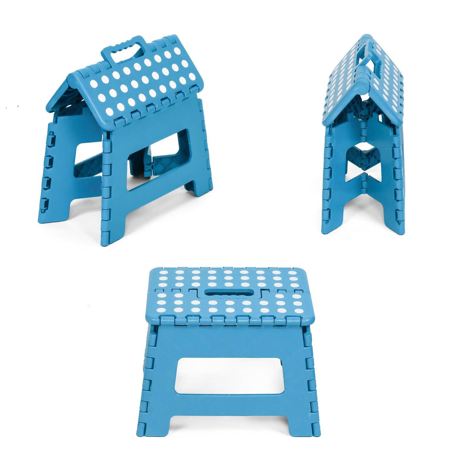 2 Packs Non-Slip Foldable Step Stool with Handle, Blue - Bosonshop