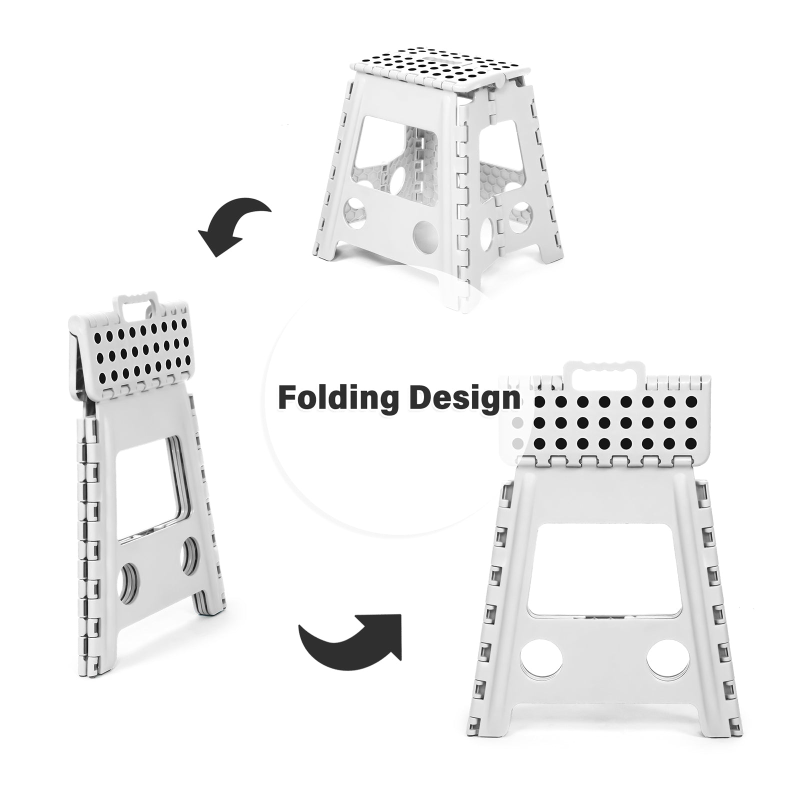 2 Pack Folding Step Stool with Portable Carrying Handle Safe Enough, White - Bosonshop