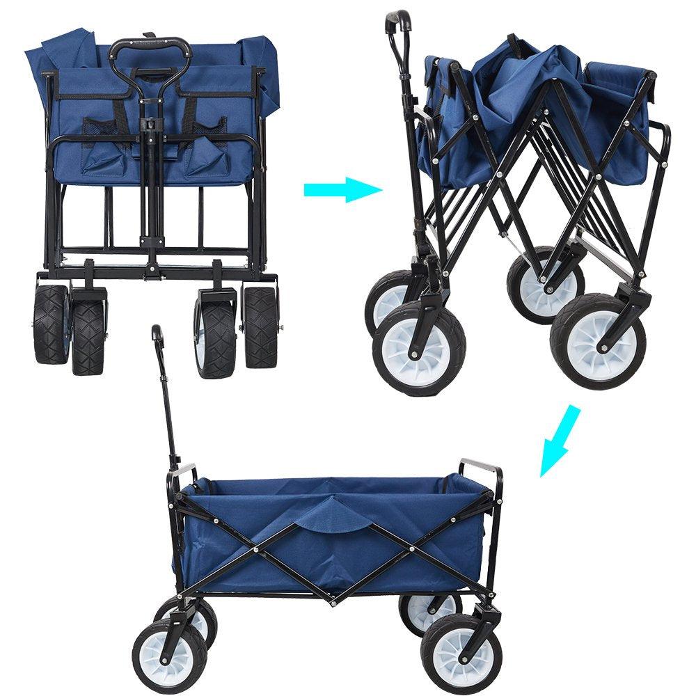 Bosonshop Collapsible Camping Wagon Garden Folding Utility Shopping Cart with Handle