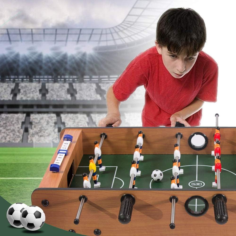 27" Football Table, Easily Assemble Wooden Soccer Game Table Top w/Footballs, Indoor Table Soccer Set - Bosonshop