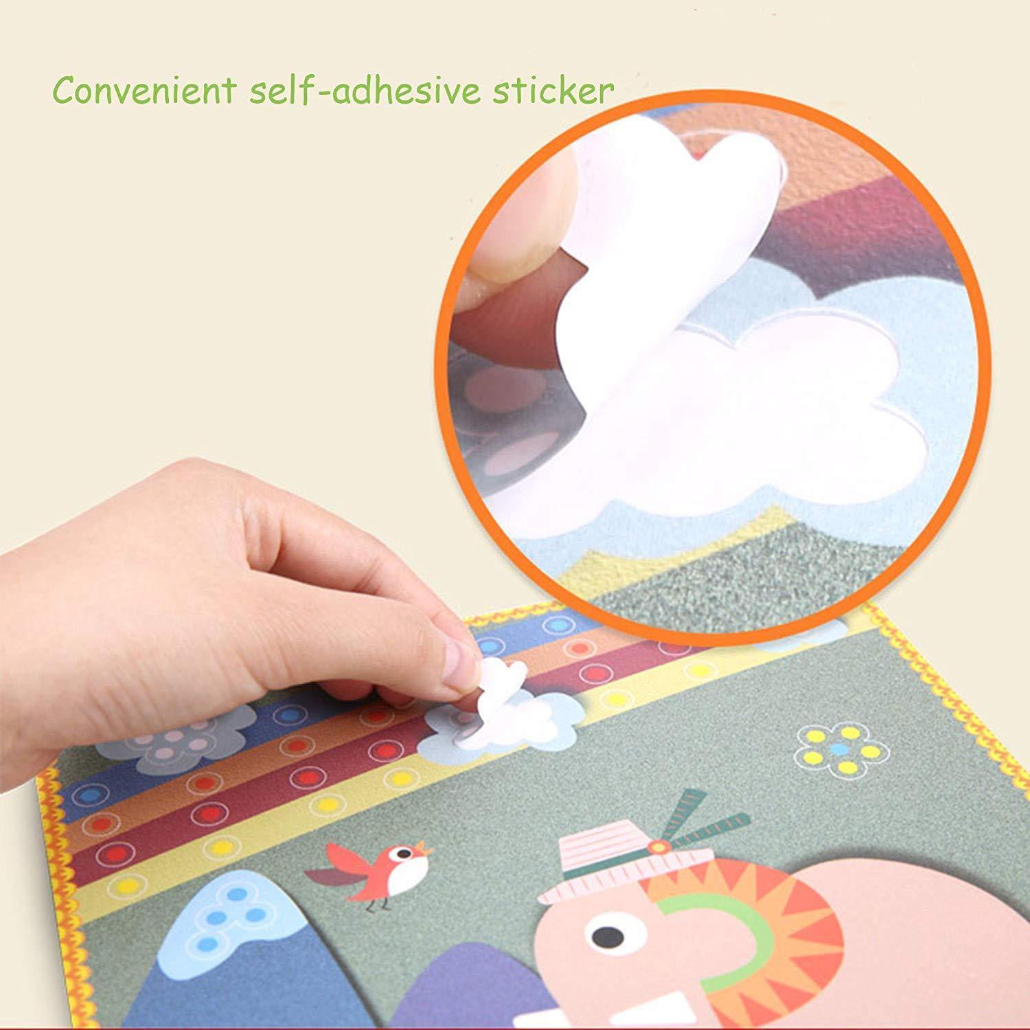 Bosonshop Color Rope Paste Painting Sticky Mosaics Kids 8 Cards DIY Art Crafts Educational Toys