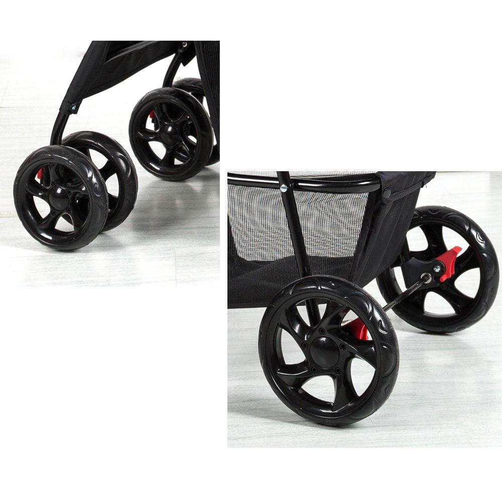 Bosonshop Folding Pet Stroller with 360 Rotating Front Wheel, Black