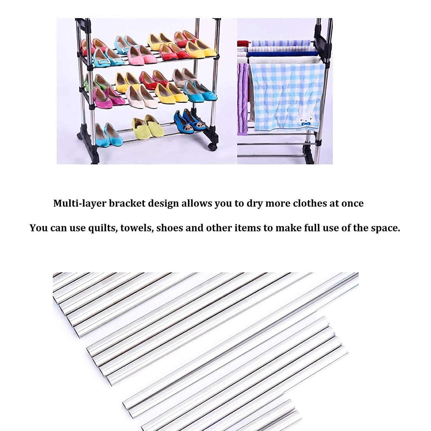 Bosonshop Portable Single Rod Extendable Clothes Rack Adjustable Garment Rack