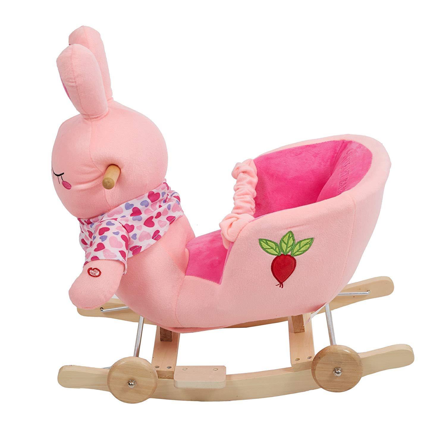 Bosonshop Stuffed Animal Rocker Wooden & Plush Rocking Horse Chair for Toddlers