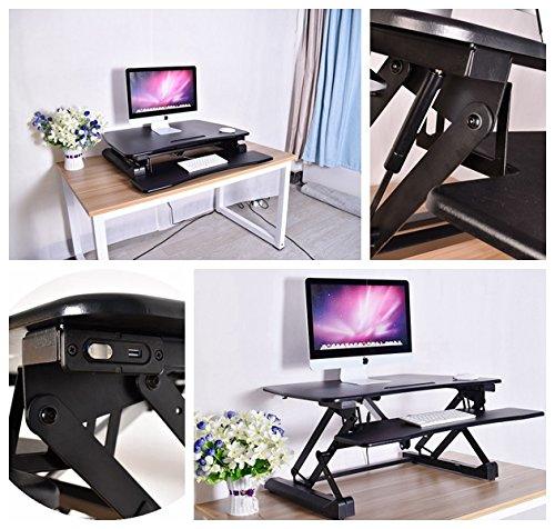 Bosonshop Adjustable Stand up Desk Dual Monitor 35" Wide Platform, Black