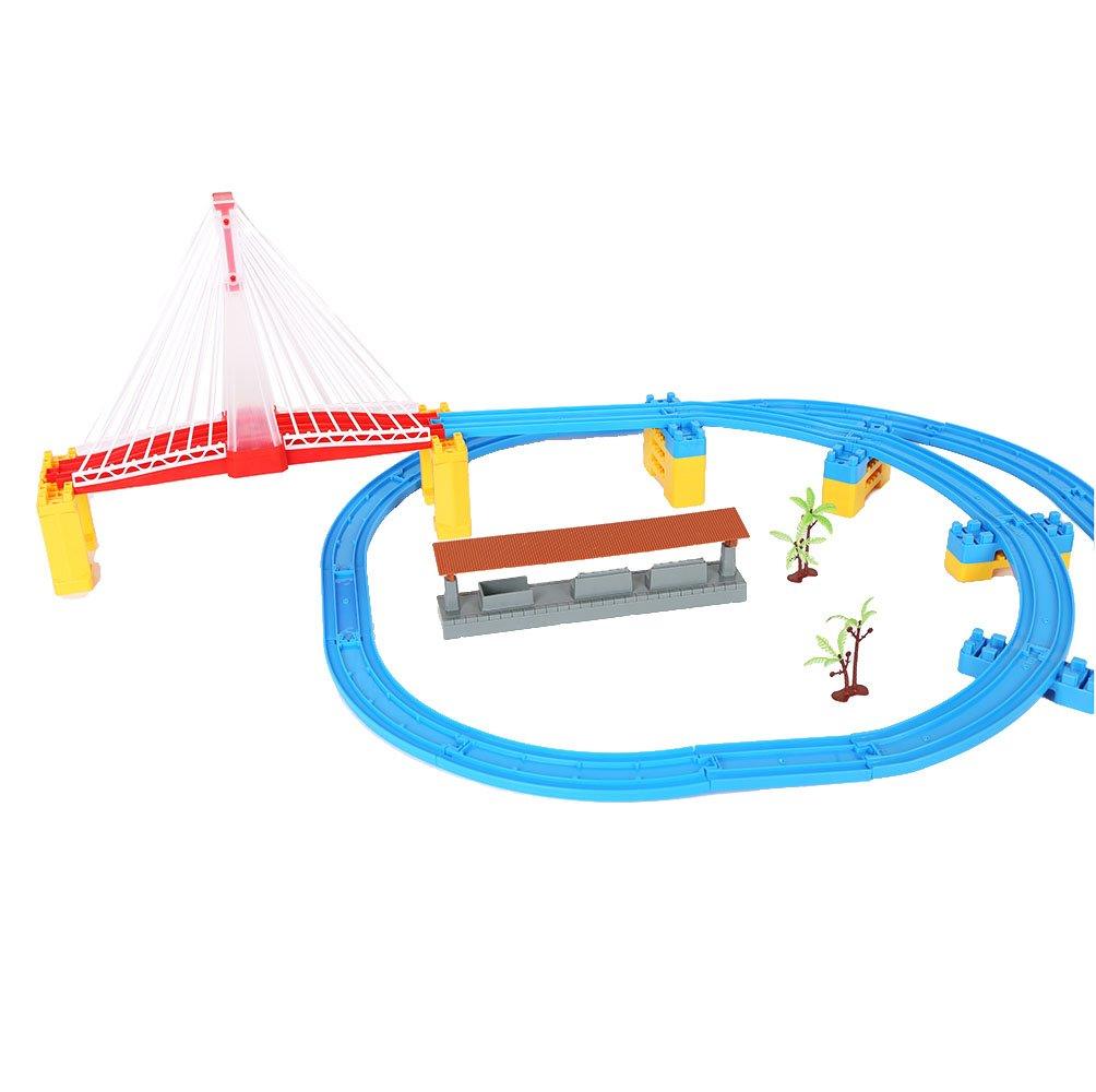 Bosonshop Battery Operated Toy Train Track Railway Play Set Train with Lights & Music