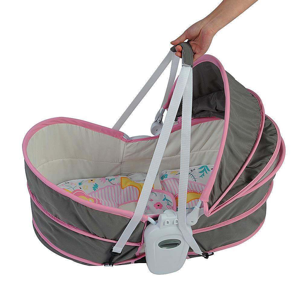 Newborn Crib Multifunctional Portable Baby Bed can Gliding Swing, Pink - Bosonshop