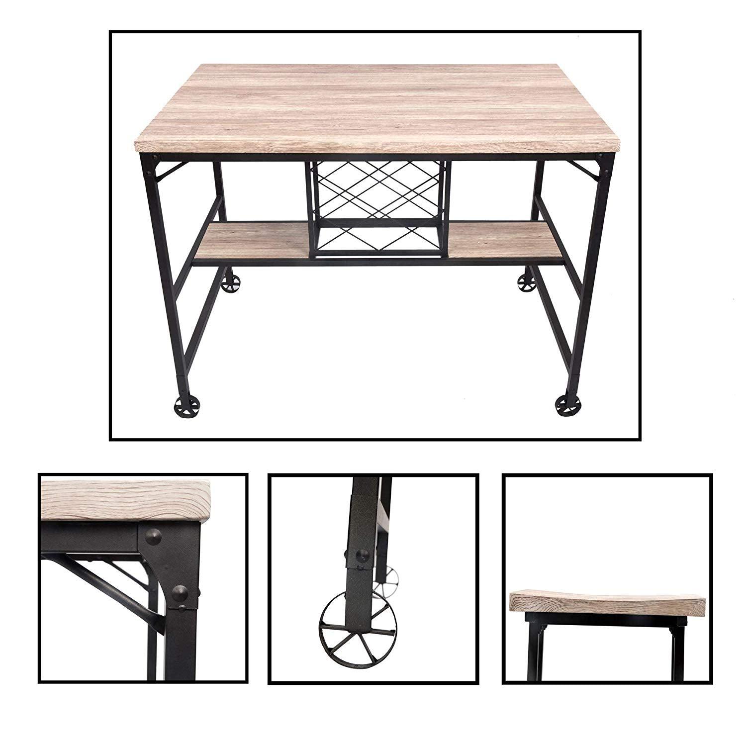 Bosonshop 5-Piece Dining Table Set with Metal Legs, Industrial Style