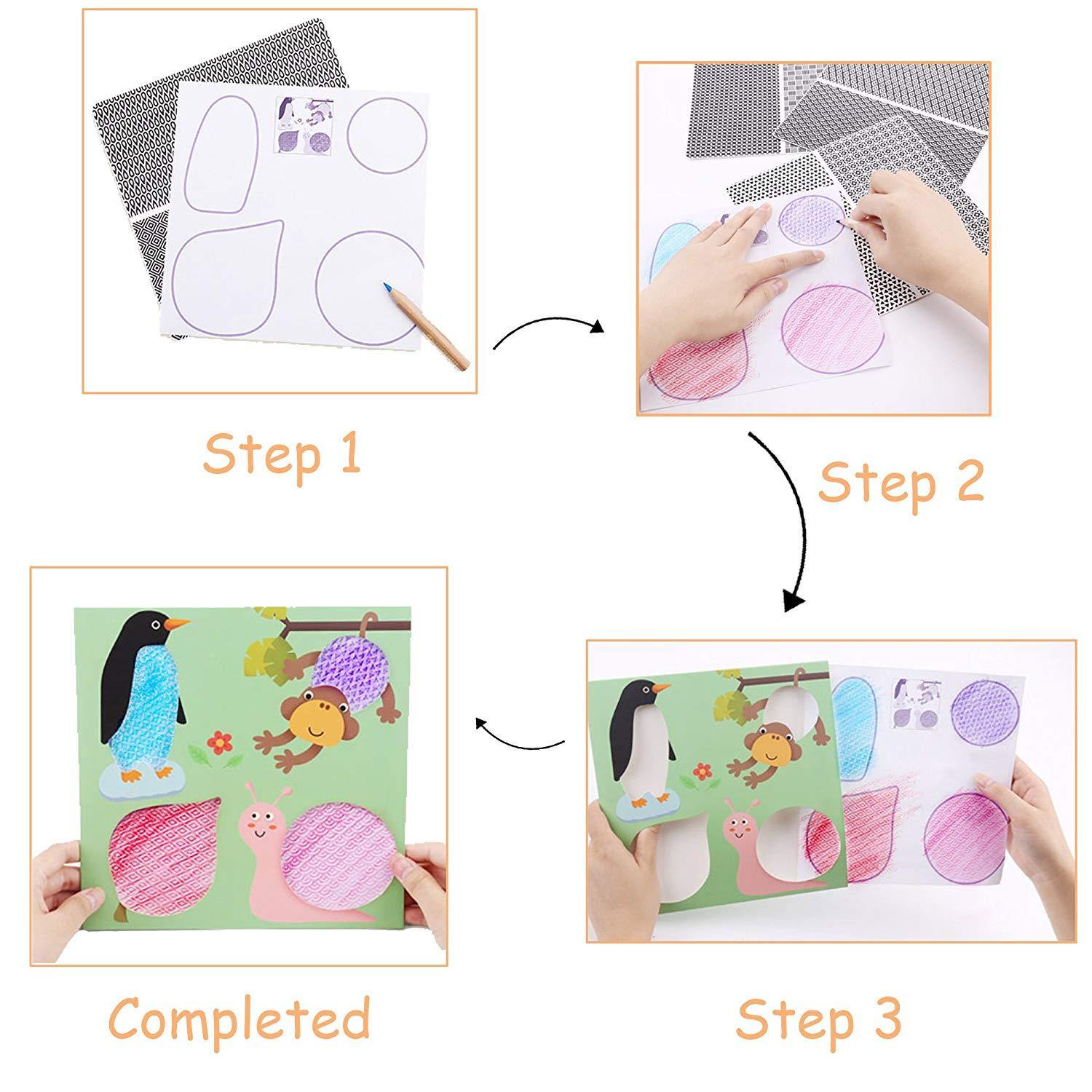 Bosonshop Kids DIY Rubbing Painting Set Toddler Early Educational Toys Painting Craft Kit Child Age 3-6