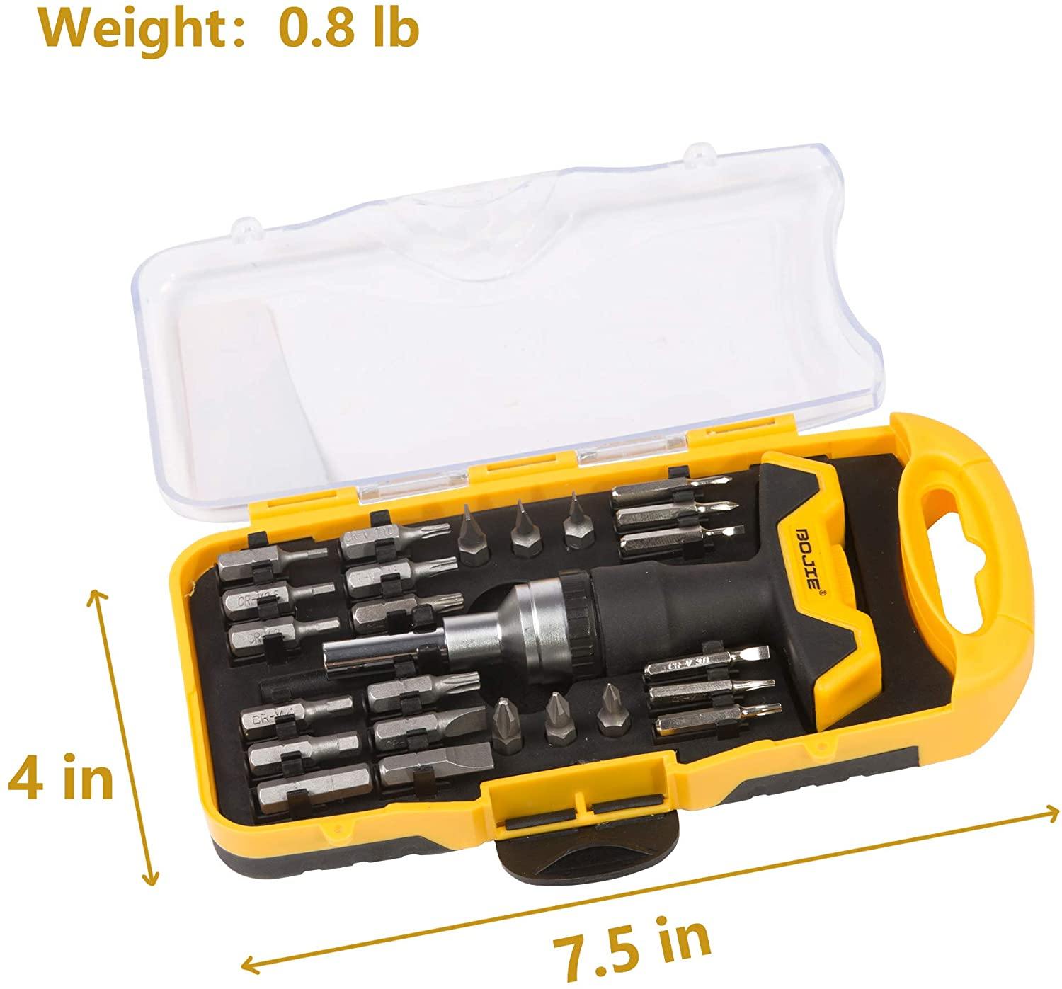 Screwdriver Set 26 PCS Professional Multi-Purpose Tool Screwdriver Bit Kit Socket with Portable Box Household Repair Tool Extension Kit Yellow - Bosonshop