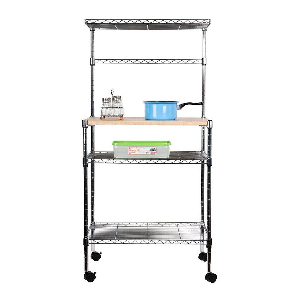 Bosonshop 4 Tier Adjustable Kitchen Bakers Storage with Spice Rack Organizer and Cutting Board