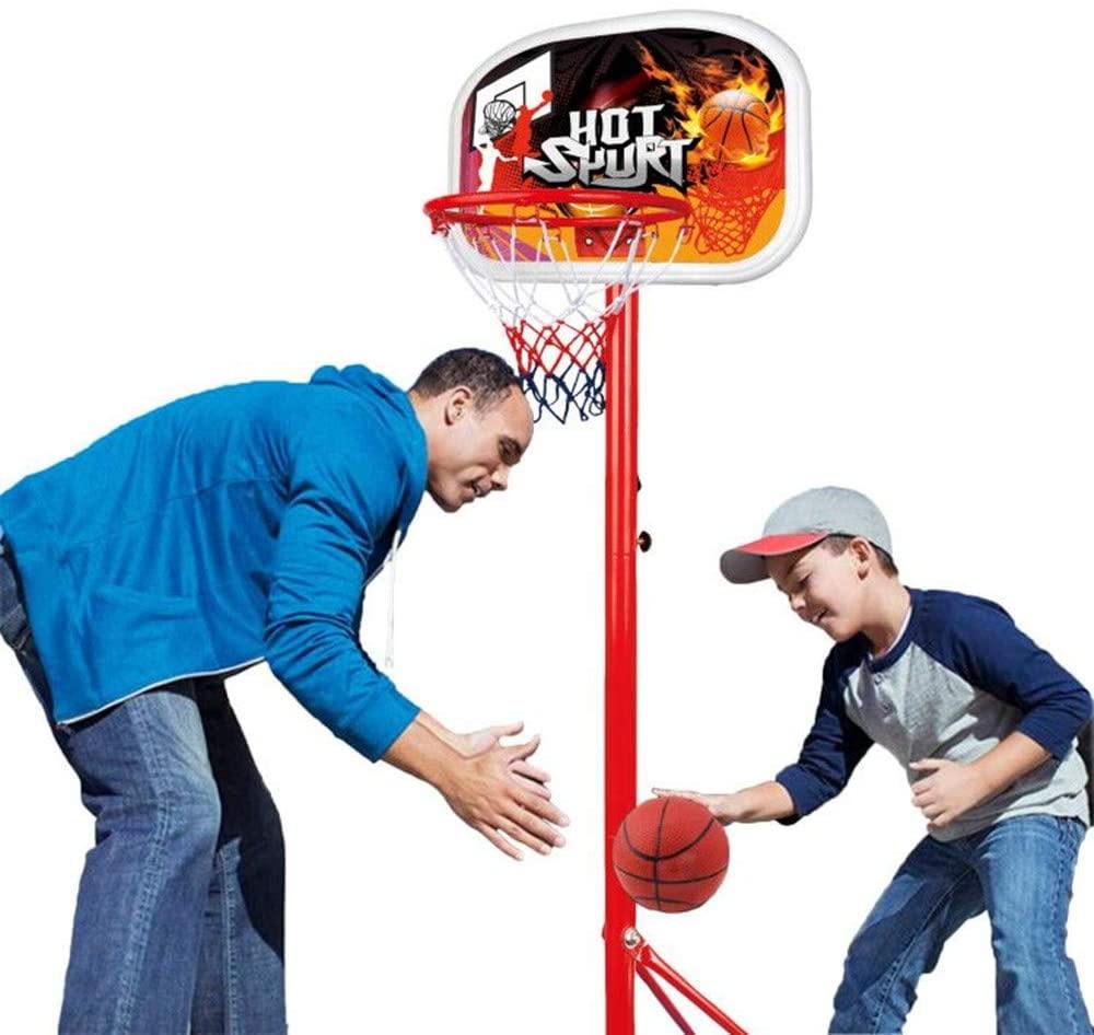 Kids Basketball Hoop Stand Set Adjustable Height with Ball & Net Play Sport Games - Bosonshop