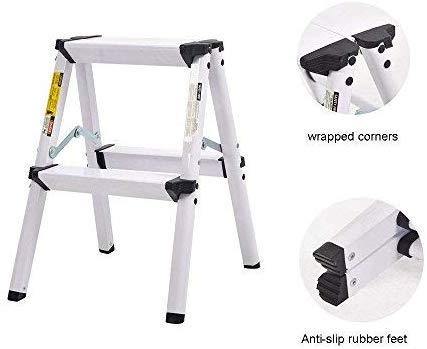 Folding 2 Step Stool Light Weight Aluminum Step Ladder, 250 lbs Capacity (19"H) - Bosonshop